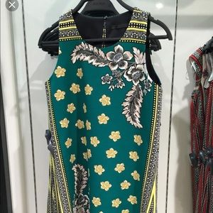 Zara scarf print green mini dress medium